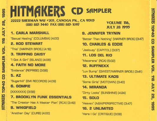 Various : Hitmakers Top 40 CD Sampler Volume 116 July 28, 1995 (CD, Promo, Smplr)
