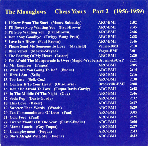The Moonglows : The Chess Years Part 2 (CD, Album, Comp)