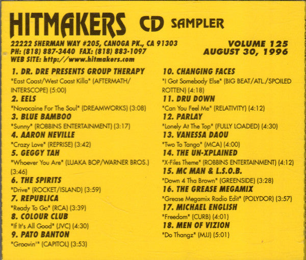 Various : Hitmakers Top 40 CD Sampler Volume 125 August 30, 1996 (CD, Promo, Smplr)