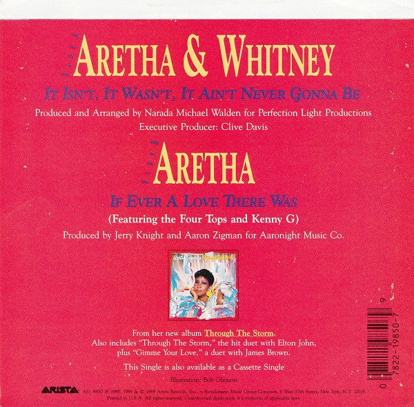 Aretha Franklin & Whitney Houston : It Isn't, It Wasn't, It Ain't Never Gonna Be (7")