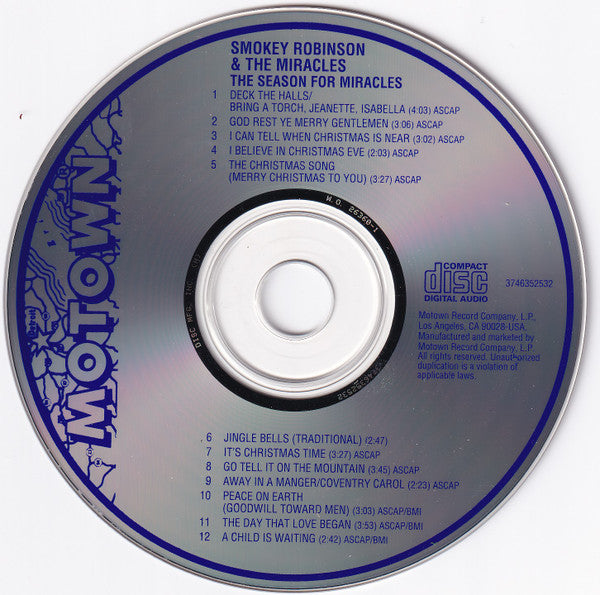 Smokey Robinson & The Miracles* : The Season For Miracles (CD, Album, RE)