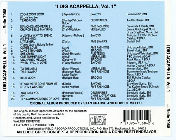 Various : I Dig Acappella, Vol.1 (CD, Album, RE)