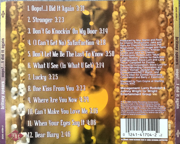 Britney Spears : Oops!...I Did It Again (CD, Album, RP)