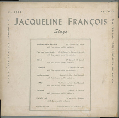 Jacqueline François : Jacqueline François Sings (10", Album)