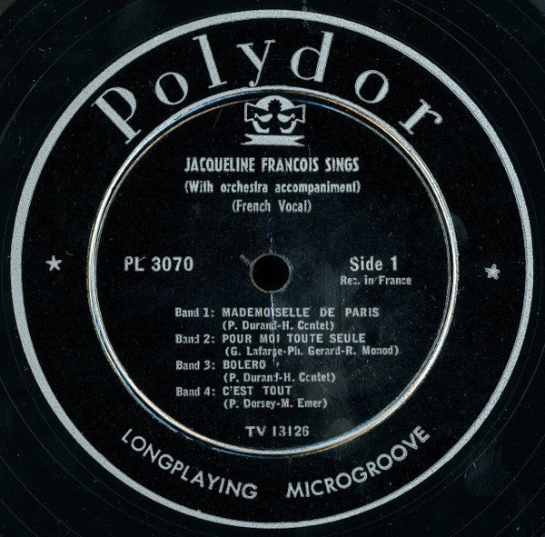 Jacqueline François : Jacqueline François Sings (10", Album)