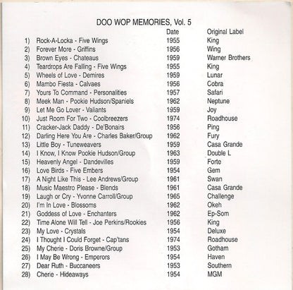 Various : Doo Wop Memories Presents Volume 5 (CD, Comp)