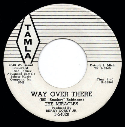 The Miracles : Way Over There / Depend On Me (7", Single, Mono, Promo, Wit)