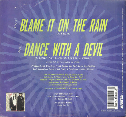 Milli Vanilli : Blame It On The Rain (7", Single)