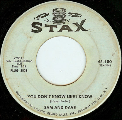 Sam & Dave : You Don't Know Like I Know / Blame Me (Don't Blame My Heart) (7", Single, Mono, Promo)
