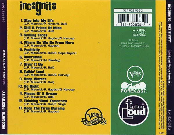 Incognito : Positivity (CD, Album, RP)