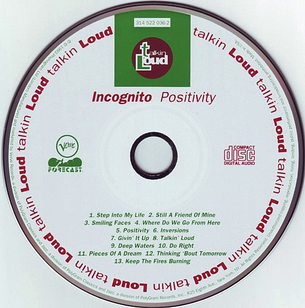 Incognito : Positivity (CD, Album, RP)