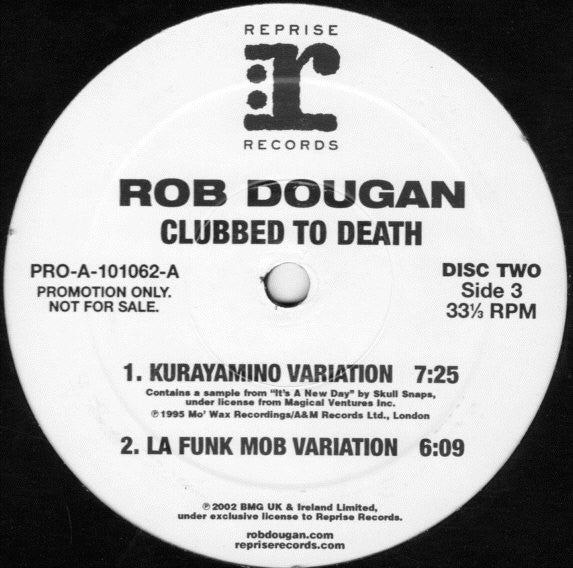Rob Dougan : Clubbed To Death (2x12", Promo)