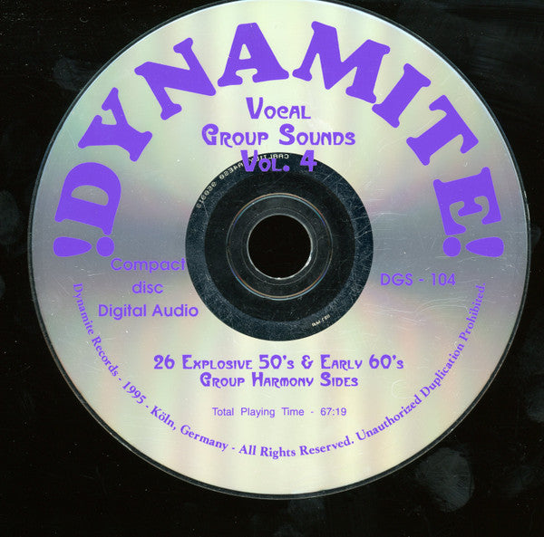 Various : Dynamite Vocal Group Sounds Vol. 4 : 26 Explosive Group Harmony Sides! (CD, Comp)