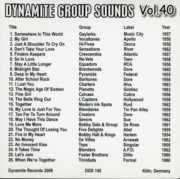 Various : Dynamite Group Sounds Vol. 40 - 26 Explosive Group Harmony Sides  (CD, Comp)