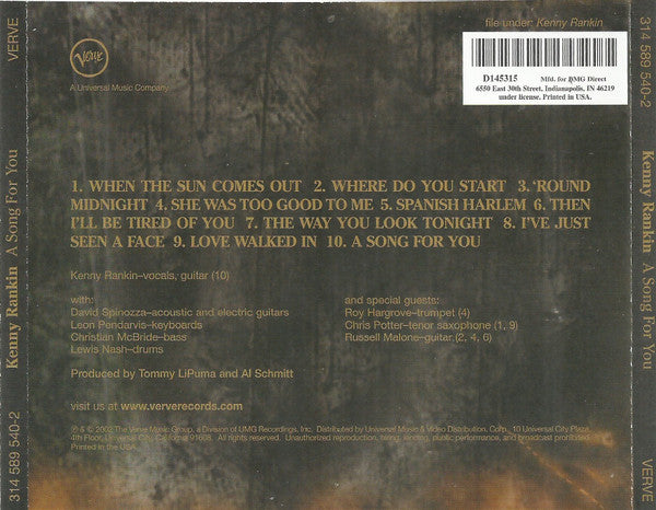 Kenny Rankin : A Song For You (CD, Album, Club)