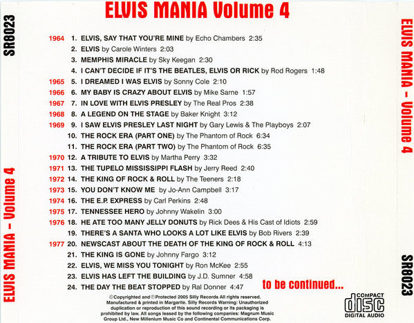 Various : Elvis Mania - Volume 4 (CD, Comp)
