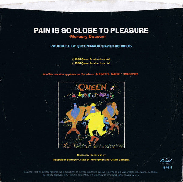 Queen : Pain Is So Close To Pleasure (7", Single, Promo, Styrene)