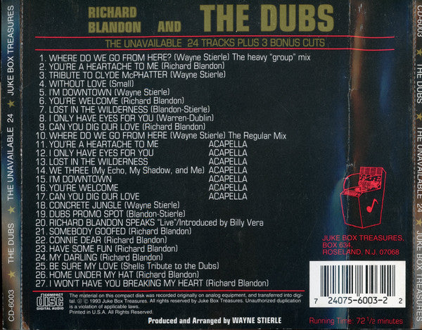 Richard Blandon And The Dubs : "Where Do We Go From Here" The Unavailable 24 Tracks Plus 3 Bonus Cuts (CD, Comp)