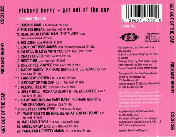 Richard Berry : Get Out Of The Car (CD, Comp)