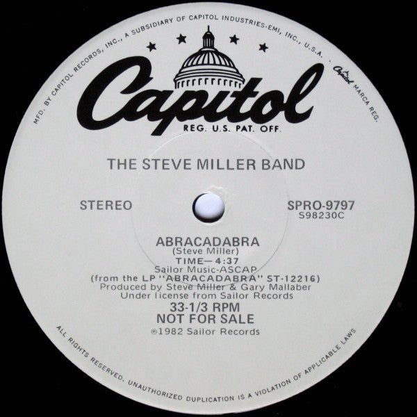 Steve Miller Band : Abracadabra (12", Promo)
