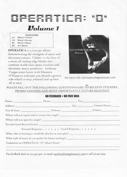 Operatica : "O" - Volume 1 (12", W/Lbl)