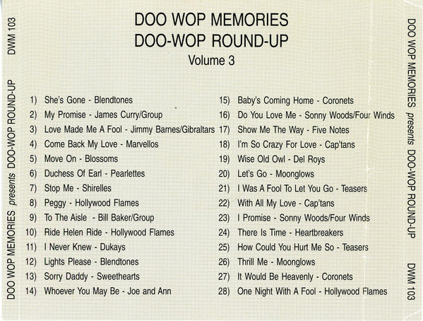 Various : Doo Wop Memories Volume 3 Doo-Wop Round-Up (CD, Comp)