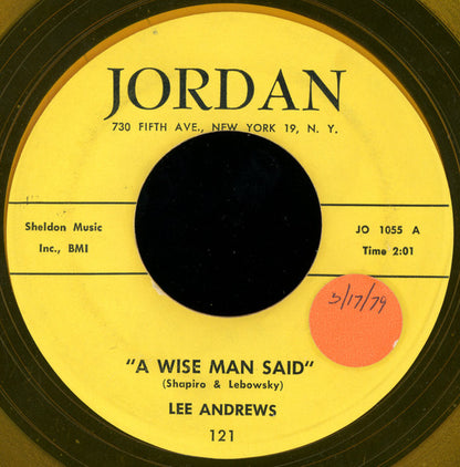 Lee Andrews : A Wise Man Said / If You Only Cared (7", Yel)