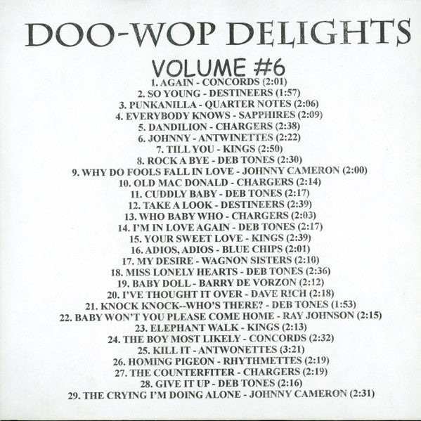 Various : Doo-Wop Delights Volume #6 (CDr, Comp)
