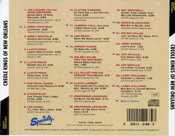Various : Creole Kings Of New Orleans (CD, Comp, Promo)