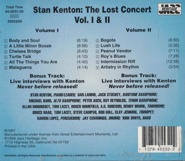 Stan Kenton : The Lost Concert - Live At The Cocoanut Grove In L.A. March 1978 (2xCD, RE)