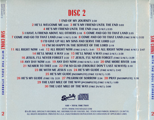 Sam Cooke With The Soul Stirrers : The Complete Specialty Recordings (3xCD, Comp, Promo + Box, Comp, RM)