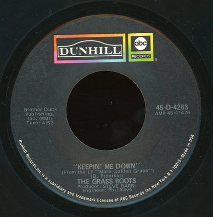 The Grass Roots : Temptation Eyes / Keepin Me Down (7", Single)