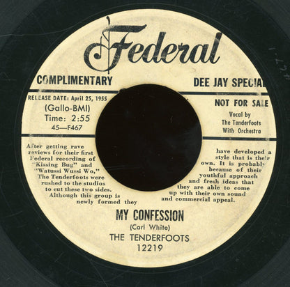 The Tenderfoots : My Confession / Save Me Some Kisses (7", Promo)