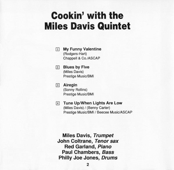The Miles Davis Quintet : Cookin' With The Miles Davis Quintet (CD, Album, RE)
