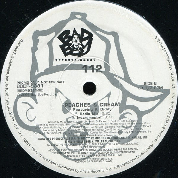 112 : Peaches & Cream (Featuring P. Diddy) (12", Promo)