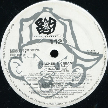 112 : Peaches & Cream (Featuring P. Diddy) (12", Promo)