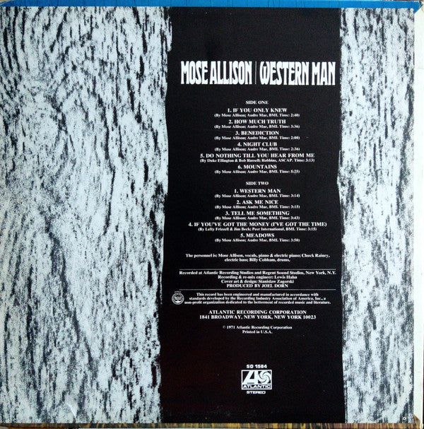 Mose Allison : Western Man (LP, Album, PR)