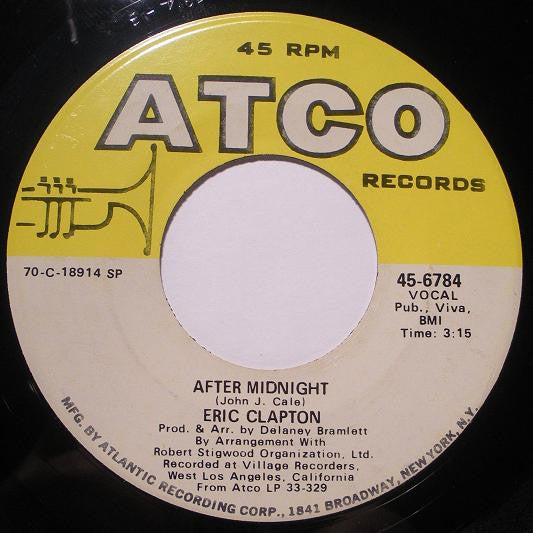Eric Clapton : After Midnight (7", Single, SP )