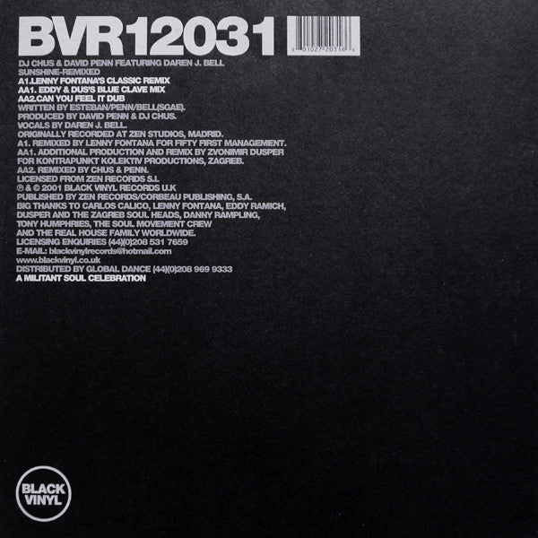 DJ Chus & David Penn Feat. Daren James Bell : Sunshine Remixed (12")
