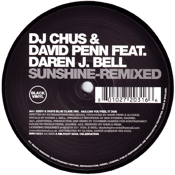 DJ Chus & David Penn Feat. Daren James Bell : Sunshine Remixed (12")