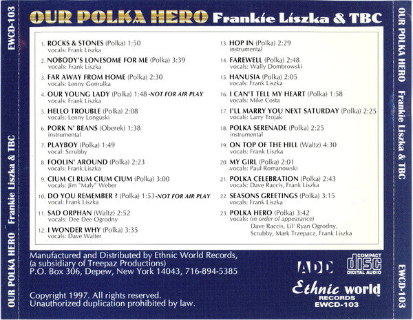 Frankie Liszka & TBC : Our Polka Hero (CD, Album)
