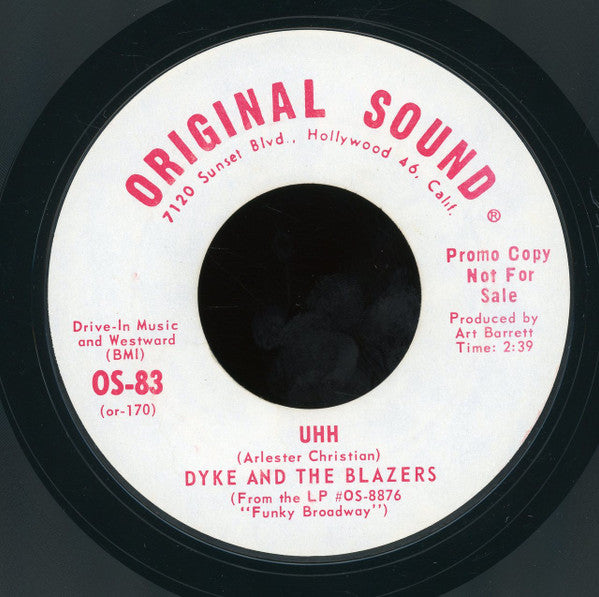 Dyke & The Blazers : Funky Bull / Uhh (7", Promo, Styrene)