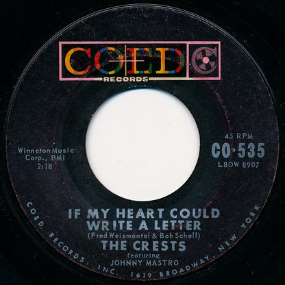The Crests : Journey Of Love / If My Heart Could Write A Letter (7", Single, Styrene, Roc)