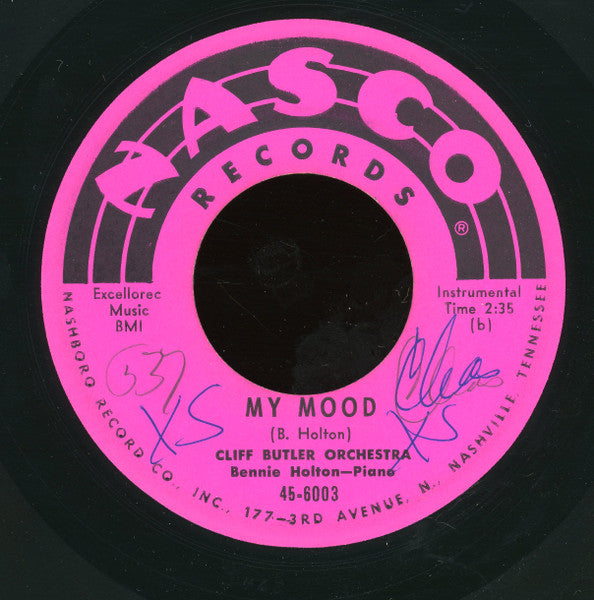 Cliff Butler Orchestra / Cliff Butler : My Mood / On My Mind (7")