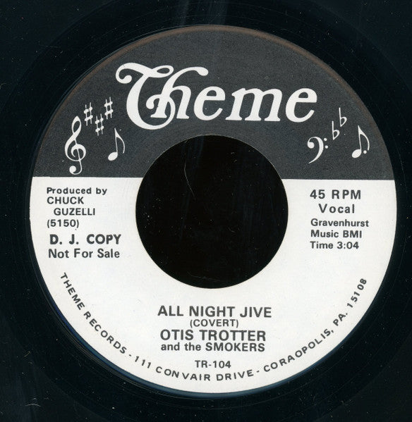 Otis Trotter And The Smokers : All Night Jive / Travelin' Blues (7", Promo)