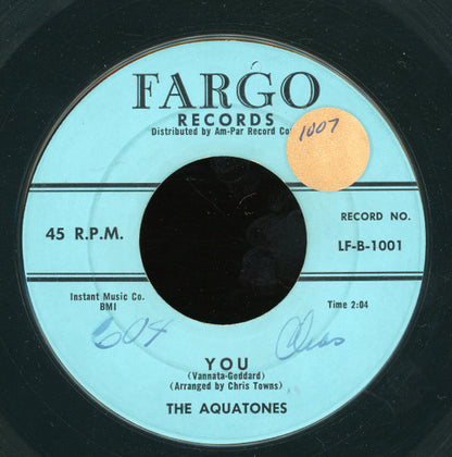 The Aquatones : She's The One For Me / You (7", Styrene)