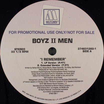 Boyz II Men : I Remember (12", Promo)