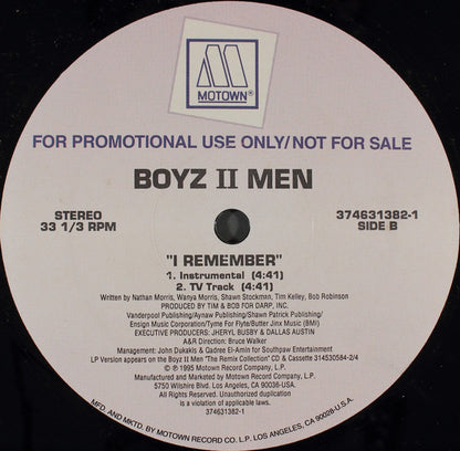 Boyz II Men : I Remember (12", Promo)