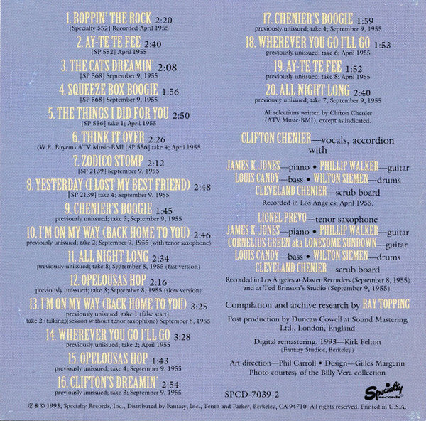 Clifton Chenier : Zodico Blues & Boogie (CD, Comp, Promo, RM)