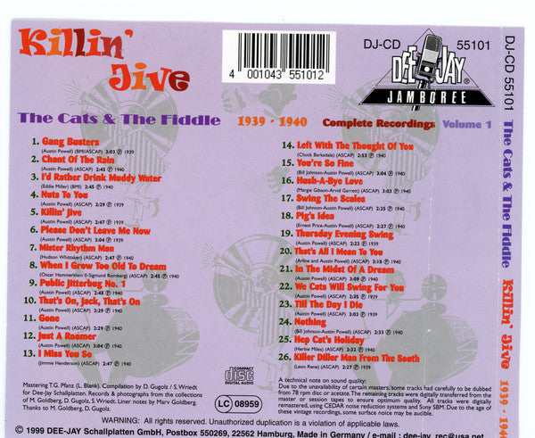 The Cats And The Fiddle : Killin' Jive (CD, Comp)
